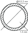 Труба нержавеющая 63,5х1,5х6000 мм.  AISI 316L (03Х17Н14M3) электросварная, круглая, матовая