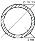 Труба нержавеющая 70х1,5х6000 мм.  AISI 304 (08Х18Н10) электросварная, круглая, матовая